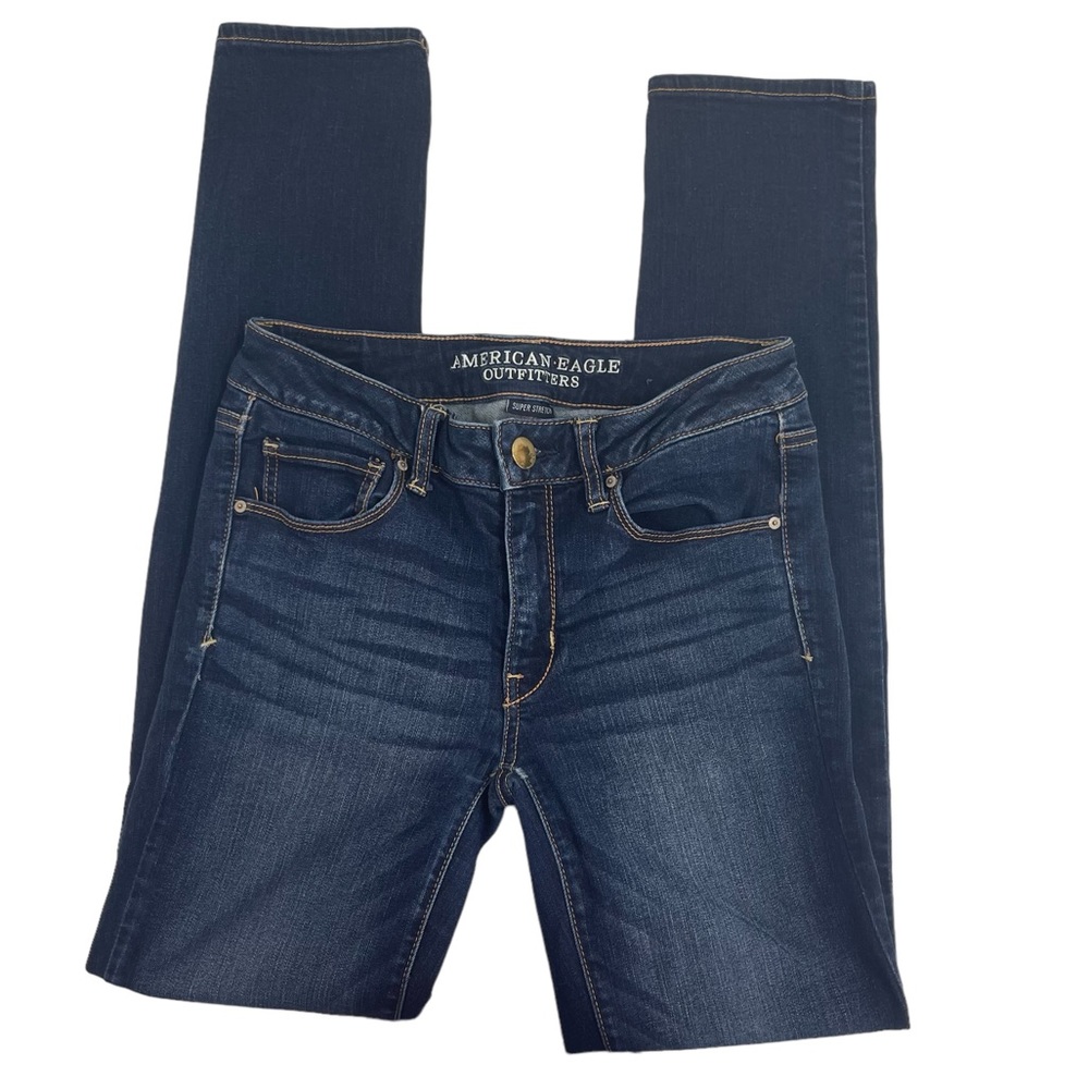 American Eagle Super Stretch Dark Wash Skinny Denim Jeans Size 4 - Picture 13 of 13